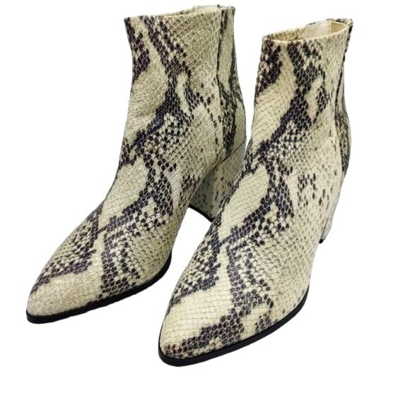 Steve Madden JILLIAN Python Snake Print GO-GO Booties 3" Block Heel Leather 7.5 - Picture 7 of 7